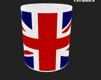 Ceramic Mug Union Jack British UK Flag Coffee Tea Black White 11oz Sublimation Printed