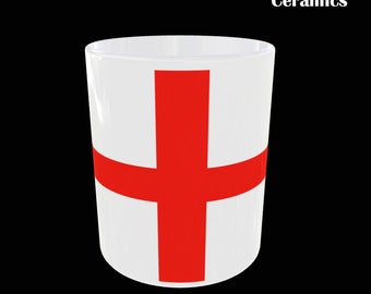 Ceramic Mug Flag Of St George England UK Flag Coffee Tea Black White 11oz Sublimation Printed