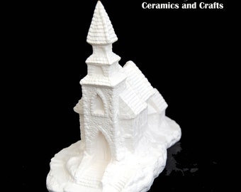 Ceramic Bisque Village Chapel Blank Paint Your Own Pottery Painting Ready to Paint Decorate it Yourself Amazing Detail