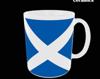 Ceramic Mug Scotland Flag Scottish Saltire British Coffee Tea Black White 11oz Sublimation Printed