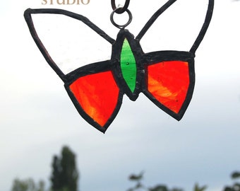 Stained Glass Suncatcher Handmade Butterfly Copperfoil Interior or Exterior