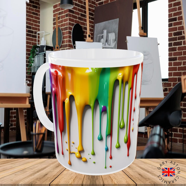 Ceramic Mug 3D Dripping Paint Drip Drips Mugs PAIR X2 Designs Etsy