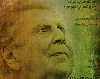 Musik Tribute Wand Kunst Poster, Mikis Theodorakis Illustration, Sonne der Gerechtigkeit Modernes Plakat