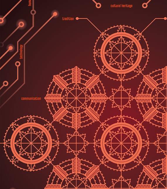 Cultural Heritage Wall Art, Technology Inspired Illustration, Modern Conceptual Poster