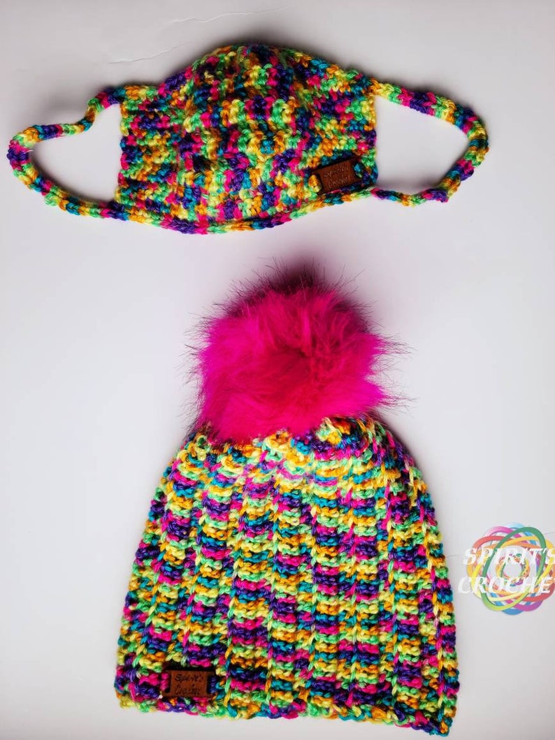 Rainbow bright matching hat and mask