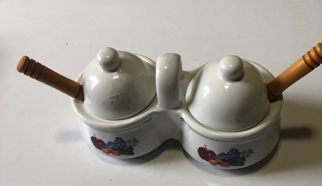 Houston Harvest Double Jam Jelly Servers With Lids and Spoons Etsy