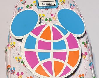 Disney Parks Loungefly Mickey Balloon Mini Backpack Multicolor Globe Ears