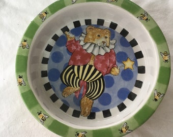 Peasand Thankyou Kelly Barnes Rightsell child teddy bear round dish