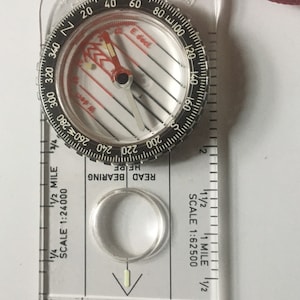 Silva ruler magnifying hiking compass hangs around the neck for hiking walking vintage