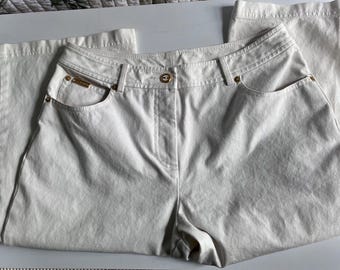 St John Sport White Pants Womens Straight Leg Classic Designer Casual Minimalist