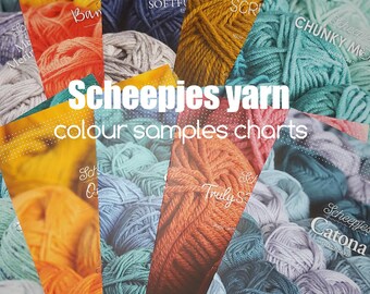 Cartes d'échantillons de couleurs de fil à tricoter Scheepjes - nuancier de fils, palette de couleurs de fil, exemples de fil
