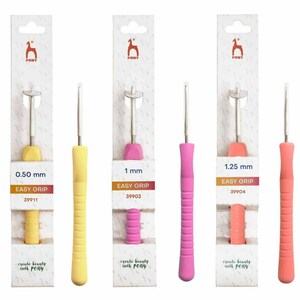 Uncinetto Pony Easy Grip in acciaio con impugnatura morbida