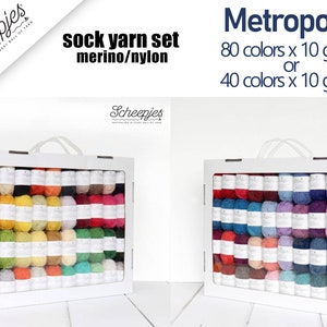 Sock Yarn merino wool - Scheepjes Metropolis Colour Pack of 10g x 80 Colors Merino Wool / Nylon Yarn mini's