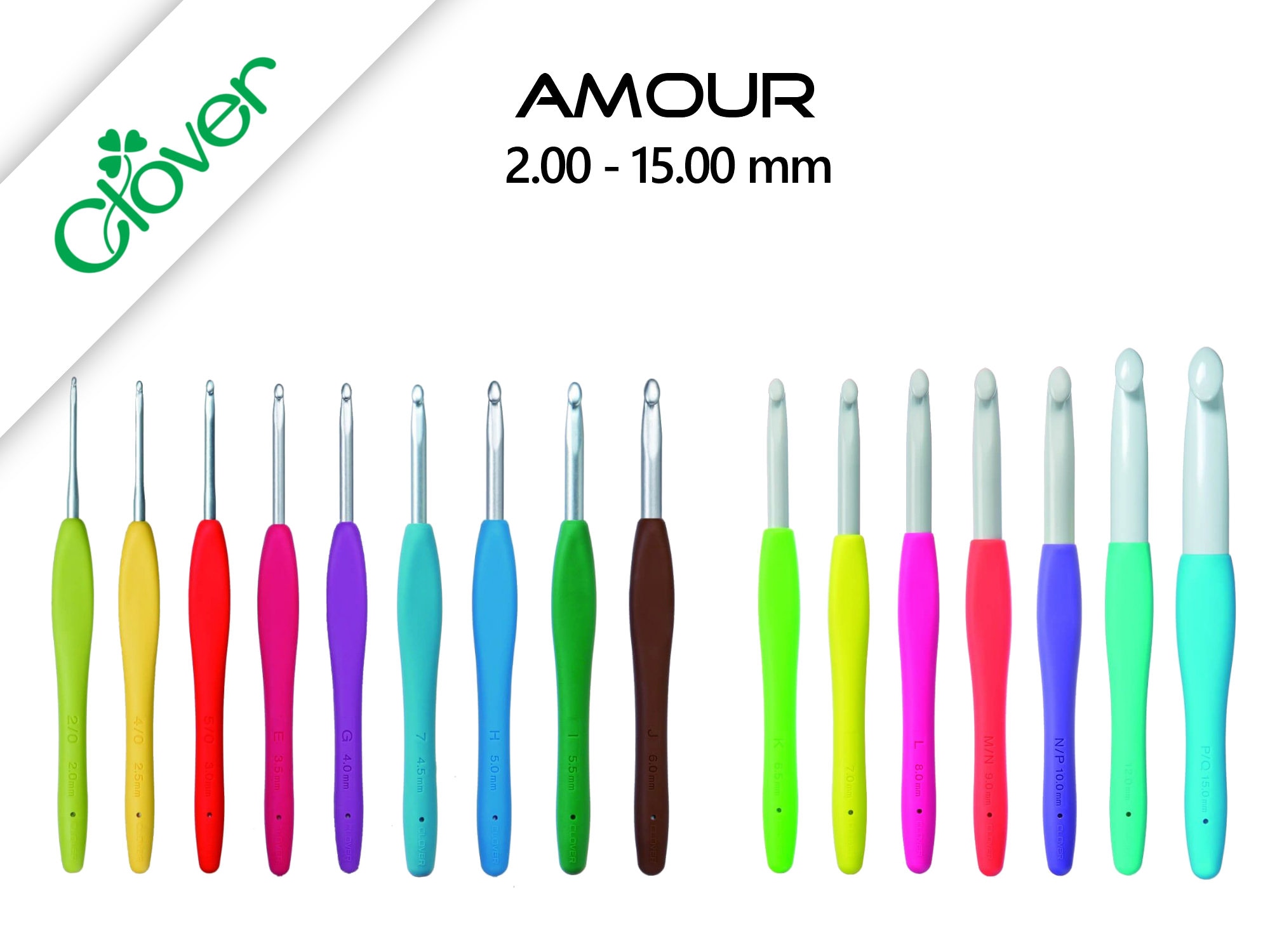 Crochet Hook Clover Amour Soft Touch Quality Crochet Hooks in 16 Sizes 2.00  Mm 15.00 Mm 