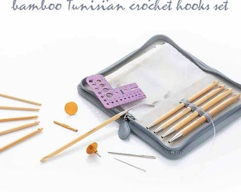 Tulip Carry T Interchangeable Bamboo Tunisian Hook Set With Gray