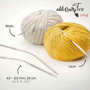 Knitting Needles Addi CraSyTrio Long double pointed flexible - 26cm / 10.2&quot;