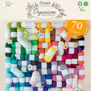 Set of organic cotton yarn Scheepjes Organicon - soft 100% cotton knitting crochet yarn, vegan cotton yarn, fingering weight, GOTS certified