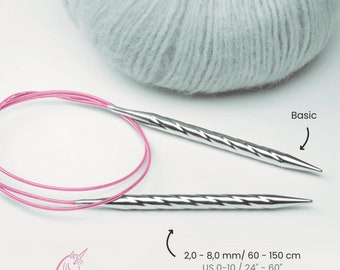 Circular knitting needles Addi Unicorn 2.0 - 8.0 mm | 60, 80, 100 cm / 24, 32, 40 inch