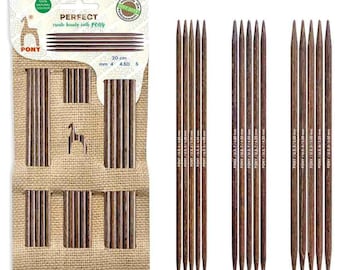 Set d'aiguilles à chaussettes DPN en bois Pony Perfect Just Jute 20 cm - un cadeau parfait pour les tricoteuses