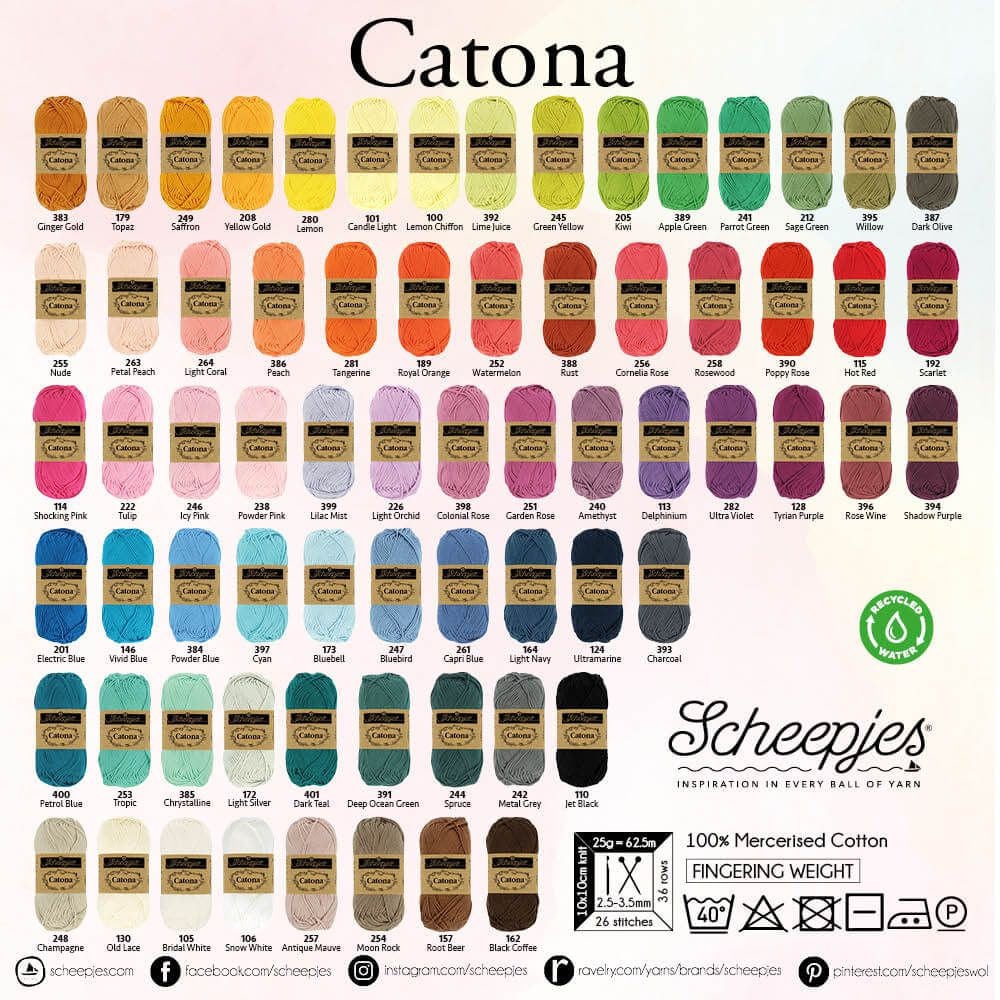 Cotton Yarn Scheepjes Catona Color Set of 25 Grams X 69 Colors Etsy UK