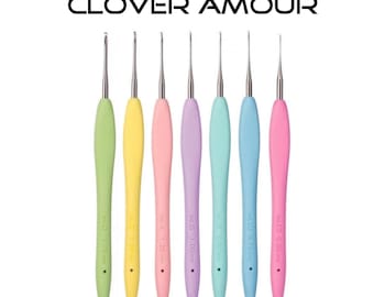 7 crochet hooks Clover Amour steel with soft grip - all sizes