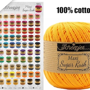 Cotton yarn Scheepjes Maxi Sugar Rush #2 - 50 grams thin 100% mercerized glossy cotton, knitting crochet, knitting yarn, crochet yarn