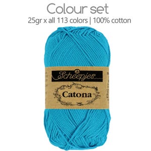 Fil de coton pack de couleurs de toutes les 113 couleurs x 25gr Scheepjes Catona 100% coton mercerisé