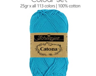 Fil de coton pack de couleurs de toutes les 113 couleurs x 25gr Scheepjes Catona 100% coton mercerisé
