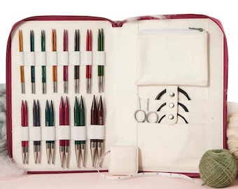 KnitPro Dreamz Mini Set Ferri Circolari Intercambiabili – 8 Punte In Legno (2,5-6 Mm), 4 Cavi, Custodia + Borsa Progetti