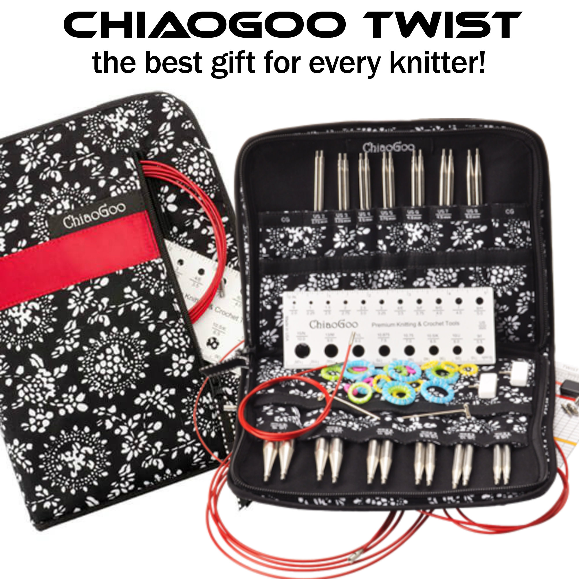Chiaogoo TWIST Red Lace Interchangeable Knitting Needles Sets