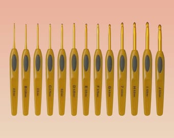 13 crochets Clover Soft Touch avec poignée souple, 13 tailles différentes de 2,00 mm à 6,00 mm