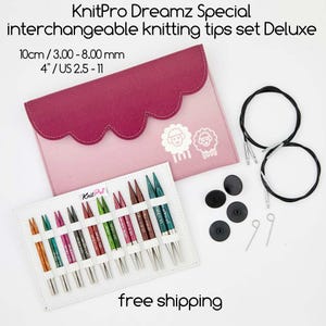 Interchangeable wooden knitting tips set KnitPro Dreamz Special Deluxe 10cm/4&quot;- the best gift for every knitter