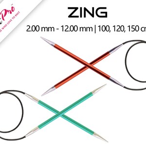 Aiguilles circulaires KnitPro Zing 2 mm - 12 mm | 100 cm, 120 cm, 150 cm
