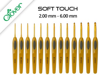 Clover Soft Touch haaknaald met soft grip | kwaliteit haaknaalden in 13 maten 2.00 mm - 6.00 mm voor comfortabel haken