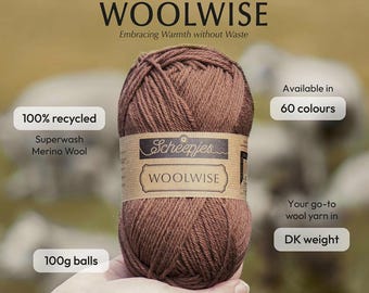 100g recycled Merino Wool knitting yarn - Scheepjes Woolwise superwash DK yarn