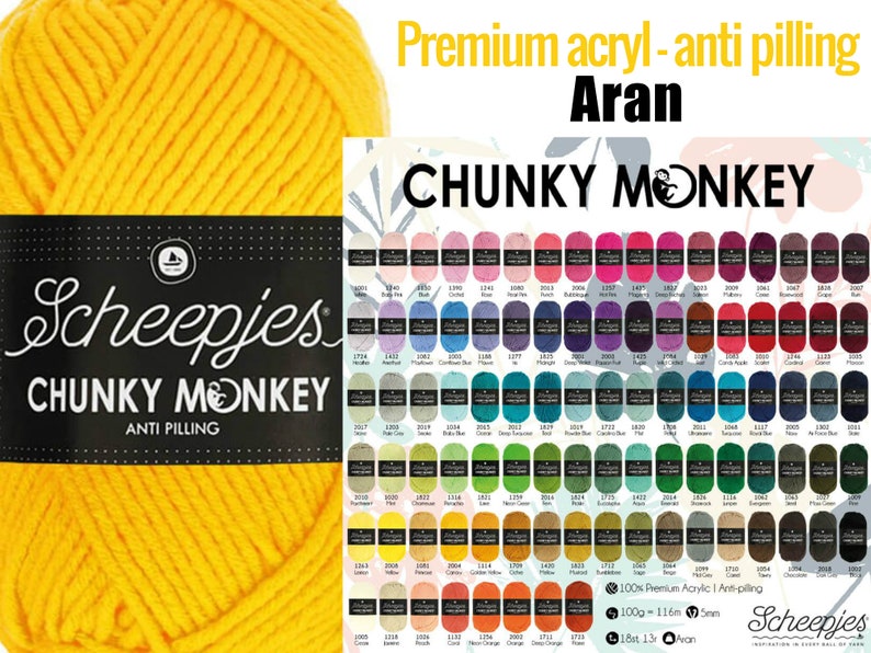 5x100gr Garen Scheepjes Chunky Monkey 2 100% premium acryl anti pilling breigaren haakgaren afbeelding 1