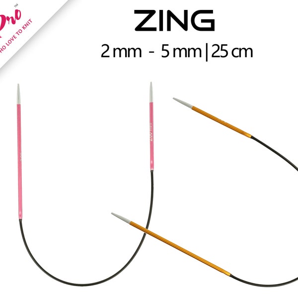 Circular knitting socks needle KnitPro Zing short 2 mm - 5 mm - 25 cm / 10 inch