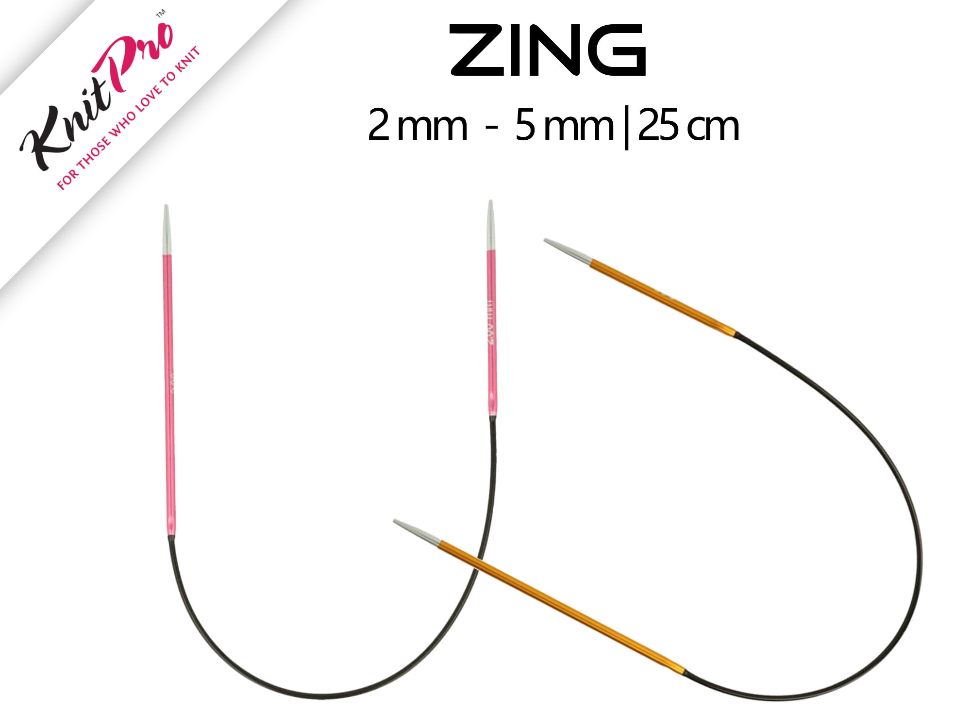 KnitPro Zing 2.0 輪針 - 5.0 mm - 25 cm - 靴下編み用の短い輪針 