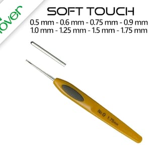 Crochet hook Clover Soft Touch - high quality crochet hooks in 8 sizes No 14 / 0.5 mm - No 0 / 1.75 mm