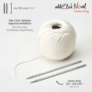 Interchangeable Knitting Points Addi Click Novel Long 3.5mm - 8mm