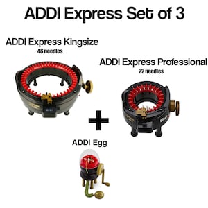 Addi Express Kingsize 890-2 + Addi Express Professional 990-2 + Addi Egg 880-2 knitting mills set - hand knitting machines new versions