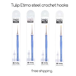 8 crochet hooks Tulip Etimo blue steel soft touch | quality crochet hooks all 8 sizes 0.50mm - 1.75mm