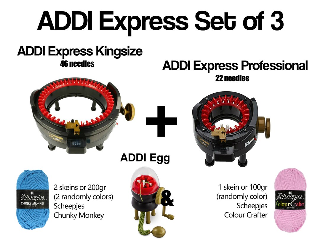 addi 890-2 Express King Size Knitting Machine with 46 Needles for