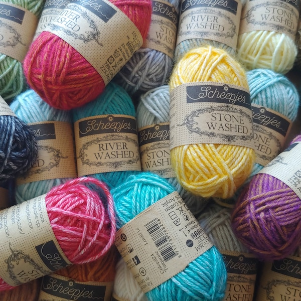 10 gr Yarn Scheepjes Stone Washed / River Washed - cotton / acrylic lovely soft knitting crochet yarn for knitting crochet small projects