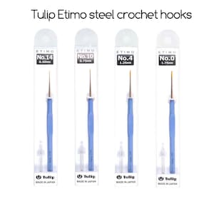 Crochet hook Tulip Etimo blue steel soft touch | quality crochet hooks in 8 sizes 0.50mm - 1.75mm