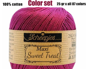 Cotton Yarn Scheepjes Maxi Sweet Treat colour pack of 87 colors x 25 gr lace 100% mercerized high quality cotton knitting crochet thread