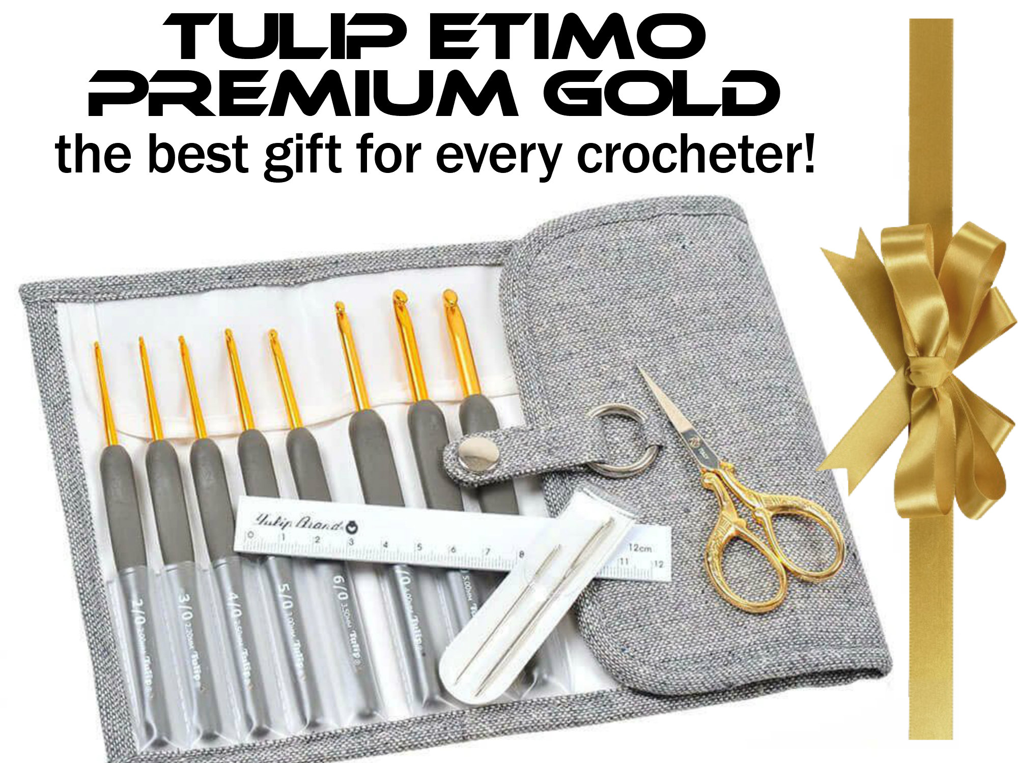 Tulip ETIMO Crochet Hooks With Cushion Grip in Gray and Gold