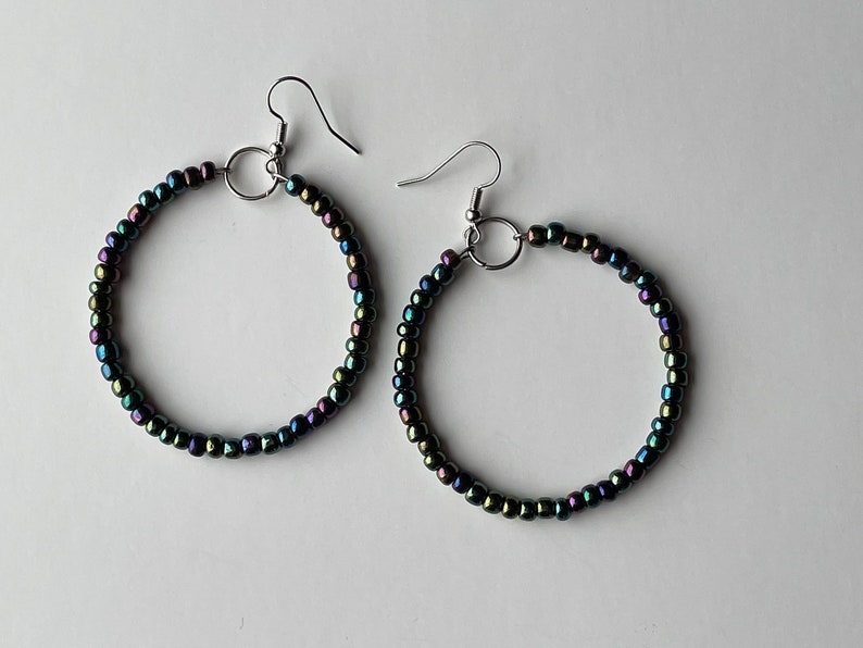 Beaded Earrings Multicolor Beaded Hoop Earrings Hoop Earrings