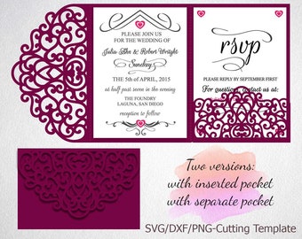 tri fold wedding invitation