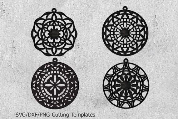 Mandala Earrings Svg Faux Leather Earrings Svg Cricut Svg Etsy